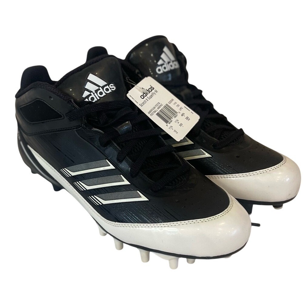 Adidas Scorch X Superfly M Mens Football Cleats Black White‎ Mid Top Sz 11.5